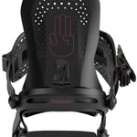 Bataleon Women's Donna Snowboard Bindings 2024 - A black snowboard binding with a pink logo on top of the strap.
