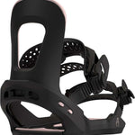 Bataleon Women's Spirit Snowboard Binding 2023 - A black snowboard binding with a pink stripe on top and a white logo on the bottom.