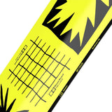 Bataleon Women's Moodboard Snowboard 2024 - Yellow snowboard with black abstract geometric shapes and a black logo on top.