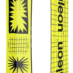 Bataleon Women's Moodboard Snowboard 2024 - Yellow snowboard with black grid pattern and abstract shapes on top.