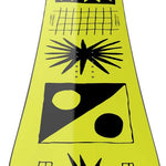 Bataleon Women's Moodboard Snowboard 2024 - Yellow snowboard with black geometric shapes and lines on top.
