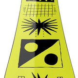 Bataleon Women's Moodboard Snowboard 2024 - Yellow snowboard with black geometric shapes and lines on top.