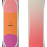 Bataleon Push Up Snowboard 2022-2023 - A snowboard with a pink and orange color scheme, featuring a distinctive black logo on top.