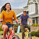 Hydro Flask - Medium size water bottle with a rubber boot on the bottom.