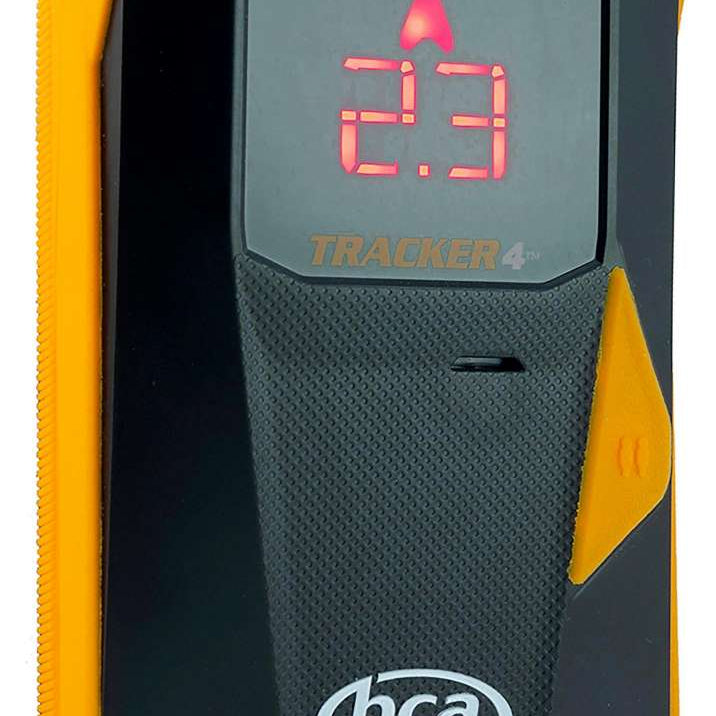 BCA T4 Rescue Package 2024 - A black avalanche beacon with a gray screen and white lettering, featuring an orange power button on top.