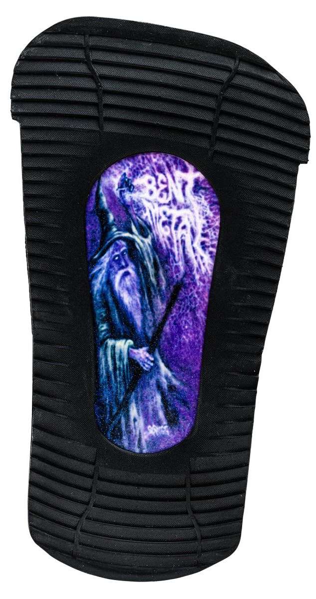 Bent Metal Logic Snowboard Bindings 2022-2023 - A black snowboard binding with a silver logo on top of the strap and a silver metal baseplate.