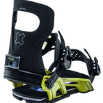 Bent Metal Logic Snowboard Bindings 2022-2023 - Black bindings with purple accents and a white logo on top of the left binding.