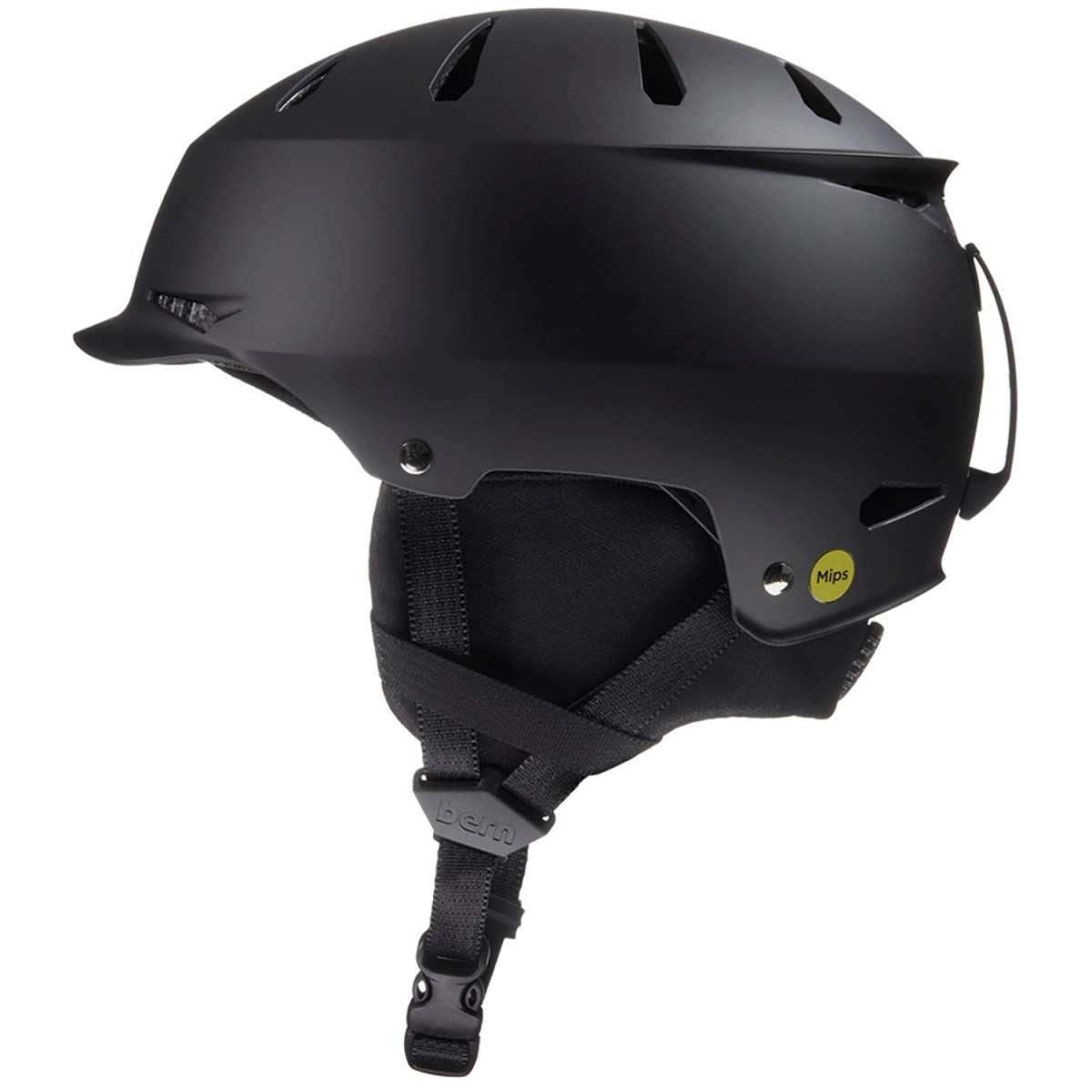 Bern Junior Hendrix MIPS Helmet 2024 - Matte black helmet with a sleek, aerodynamic design and ventilation holes on top.