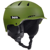 Bern Junior Hendrix MIPS Helmet 2024 - Matte green helmet with a black strap and white lettering on the side.