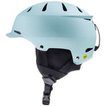 Bern Junior Hendrix MIPS Helmet 2024 - A light blue helmet with a black chin strap and ventilation holes on top.