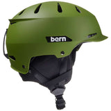 Bern Junior Hendrix MIPS Helmet 2024 - Matte green helmet with a black visor and white logo on the side.