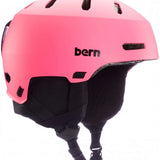 Bern Junior Macon 2.0 MIPS Helmet - A pink helmet with a black strap and white logo on the side, viewed from the back.