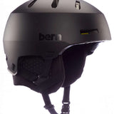 Bern Junior Macon 2.0 MIPS Helmet - A matte black helmet with a sleek, aerodynamic design and ventilation holes on top.