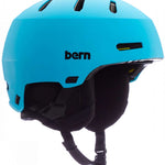 Bern Junior Macon 2.0 MIPS Helmet - A matte black helmet with a white logo on the front and a yellow strap in the back.
