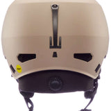 Bern Junior's Macon 2.0 MIPS Helmet 2024 - A tan helmet with a black strap and buckle on top, featuring ventilation holes along the sides and back.