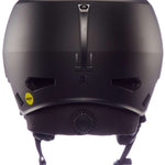 Bern Junior's Macon 2.0 - MIPS helmet with a matte black finish and white accents on the front, featuring ventilation holes along the top edge.