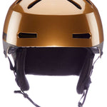 Bern Junior's Macon 2.0 MIPS Helmet 2024 - A gold helmet with a black chin strap and ventilation holes on top.