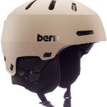 Bern Junior's Macon 2.0 MIPS Helmet 2024 - A tan-colored helmet with a black strap and a white "M" logo on the side.