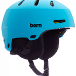 Bern Junior's Macon 2.0 MIPS Helmet 2024 - A matte black helmet with a white logo on the front and a yellow strap in the back.
