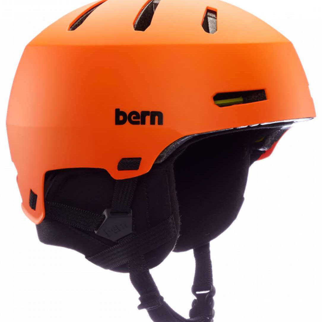 Bern Junior's Macon 2.0 - MIPS helmet with a matte black shell and white accents on the side vents.