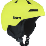 Bern Kids Nino 2.0 MIPS Helmet 2024 - A neon yellow helmet with a black chin strap and ventilation holes on top.