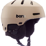 Bern Macon 2.0 MIPS Helmet - A tan helmet with a black strap and white lettering on the side, viewed from the front at an angle.