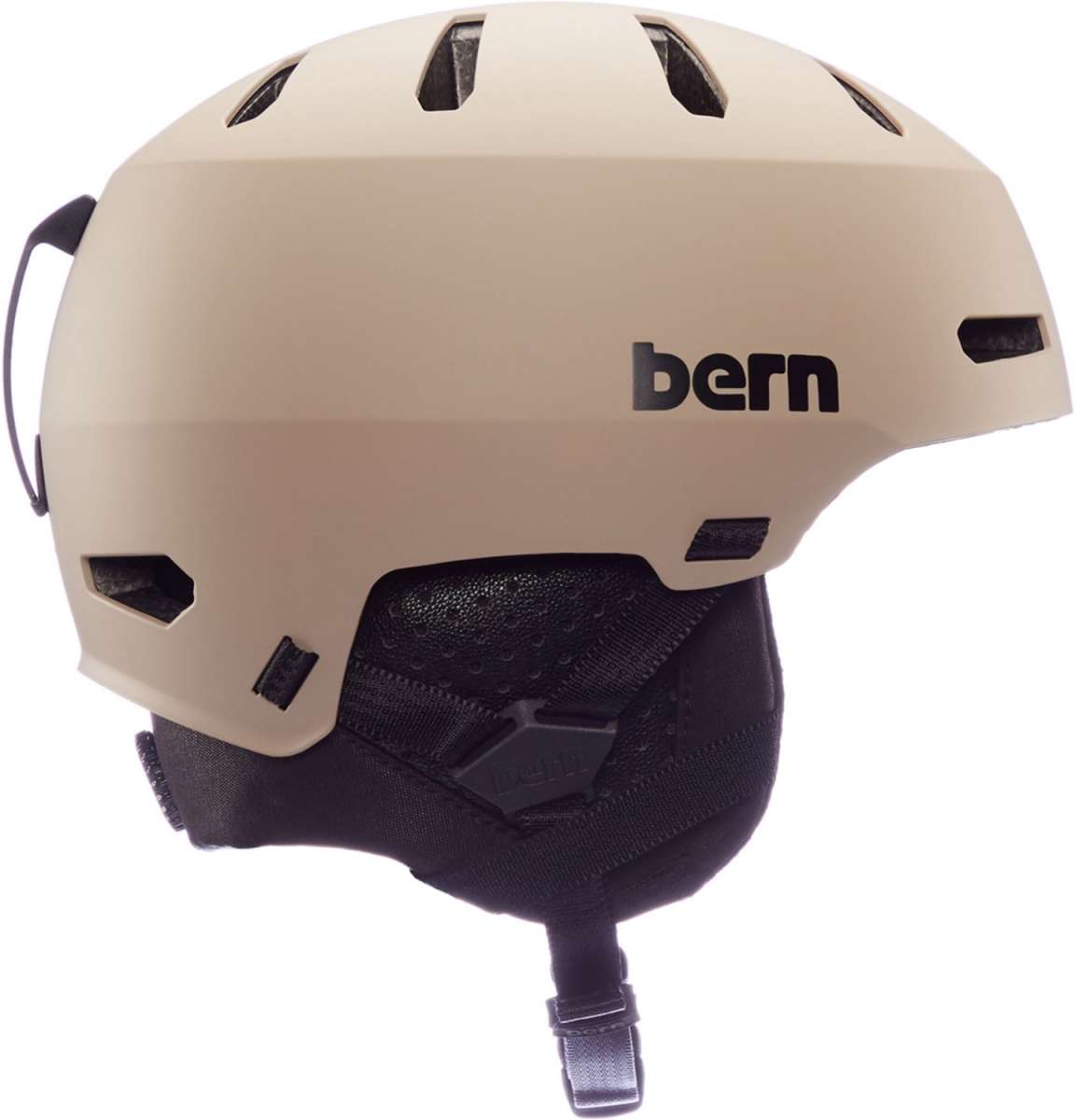 Bern Macon 2.0 MIPS Helmet - Matte black helmet with a white logo on the front and ventilation holes along the top.