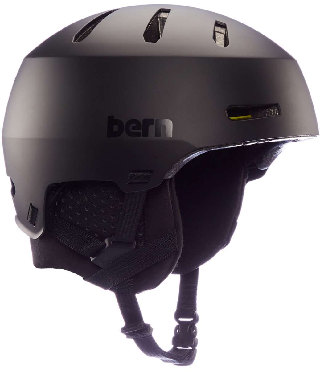 Bern Macon 2.0 MIPS Helmet - Matte black helmet with a sleek, aerodynamic design and ventilation holes on top.