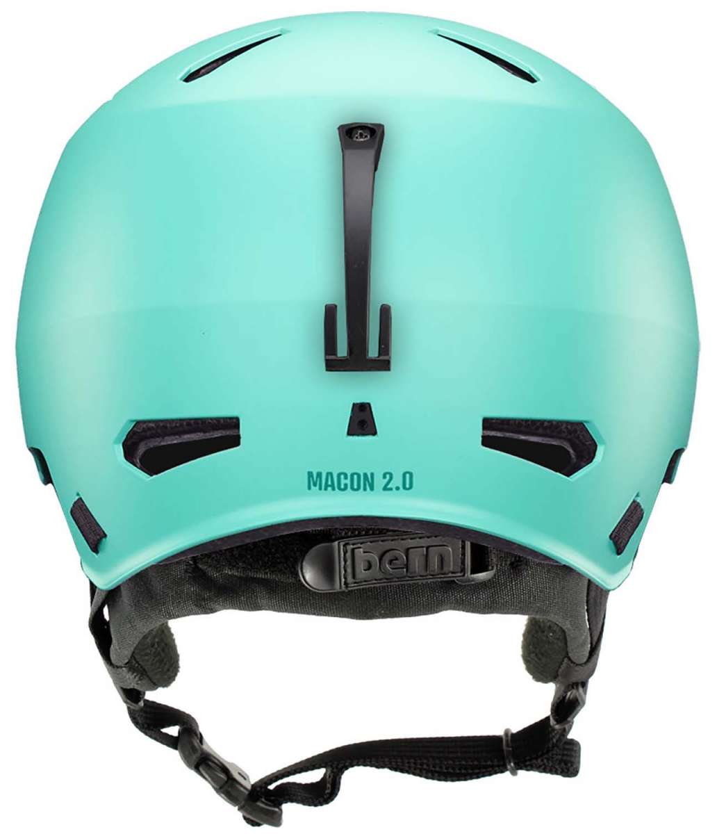 Bern Macon 2.0 MIPS Helmet 2024 - A mint green helmet with a black strap and buckle on top, viewed from the back.