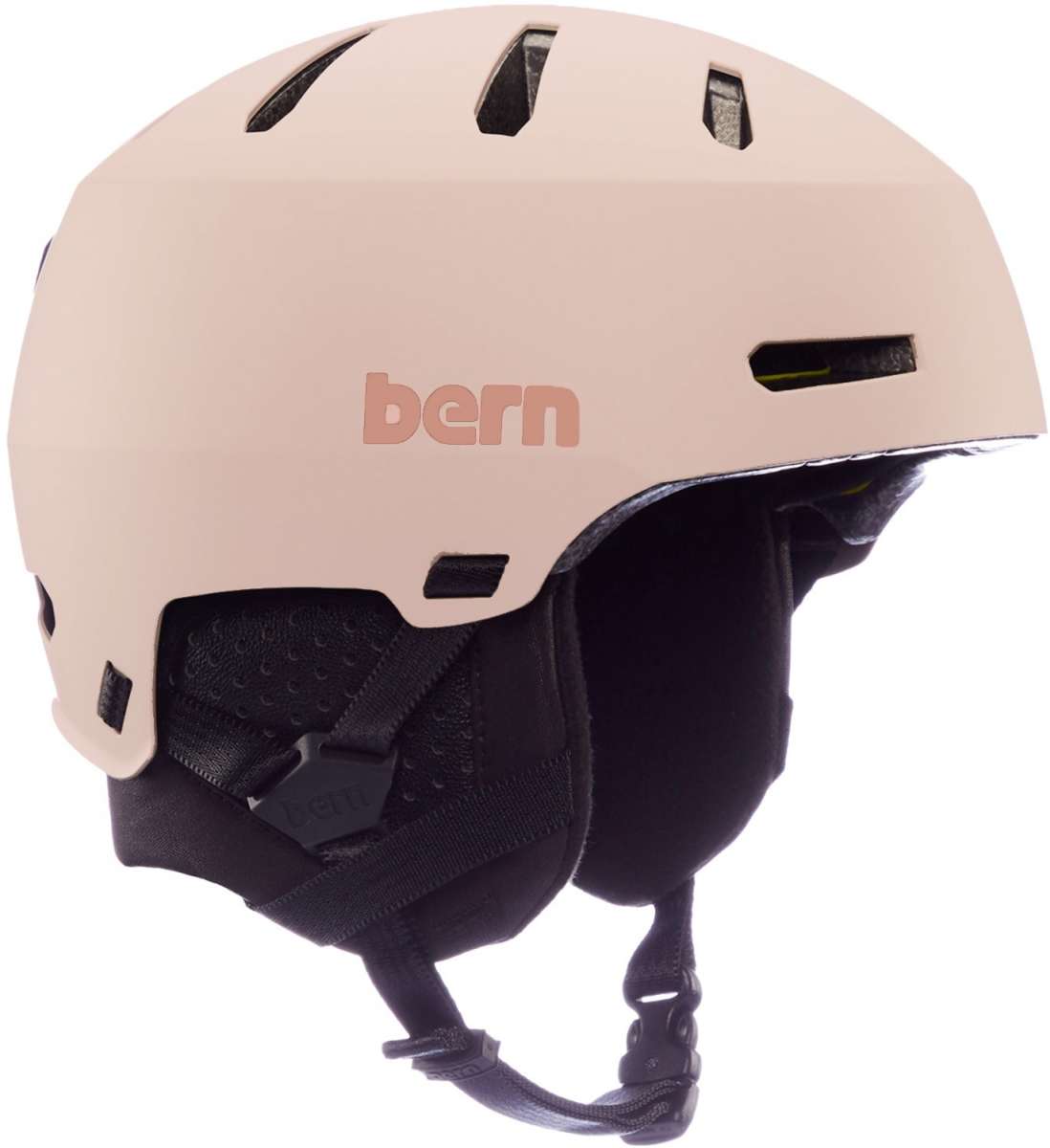 Bern Macon 2.0 MIPS Helmet - 2024 helmet with a matte black finish and white accents on the side vents.