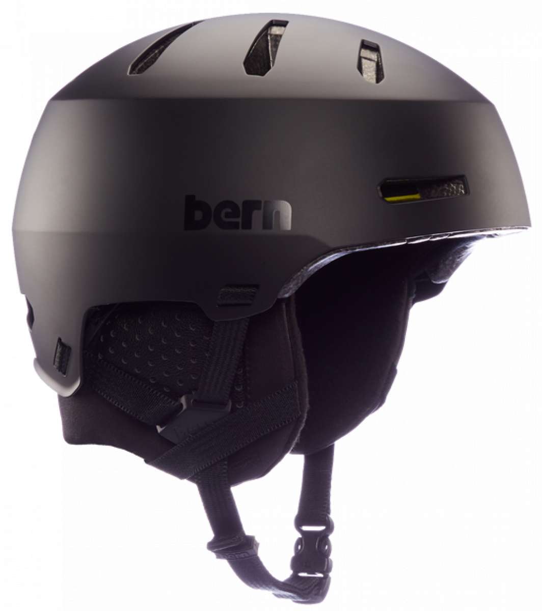 Bern Macon 2.0 MIPS Helmet 2024 - Matte black helmet with a sleek, aerodynamic design and ventilation holes on top.