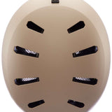 Bern Macon 2.0 MIPS Helmet 2024 - Beige helmet with a black chin strap and ventilation holes on top.