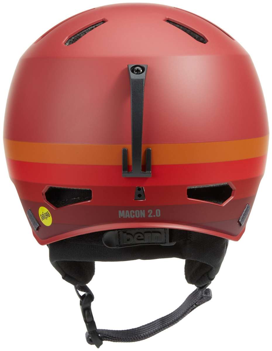 Bern Macon 2.0 MIPS Helmet 2024 - Red helmet with a black strap and white logo on the front.