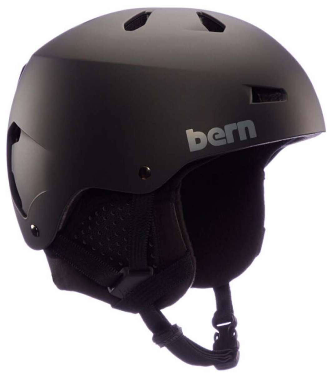 Bern Macon Classic Helmet 2023 - Matte black helmet with a sleek, aerodynamic design and ventilation holes on top.