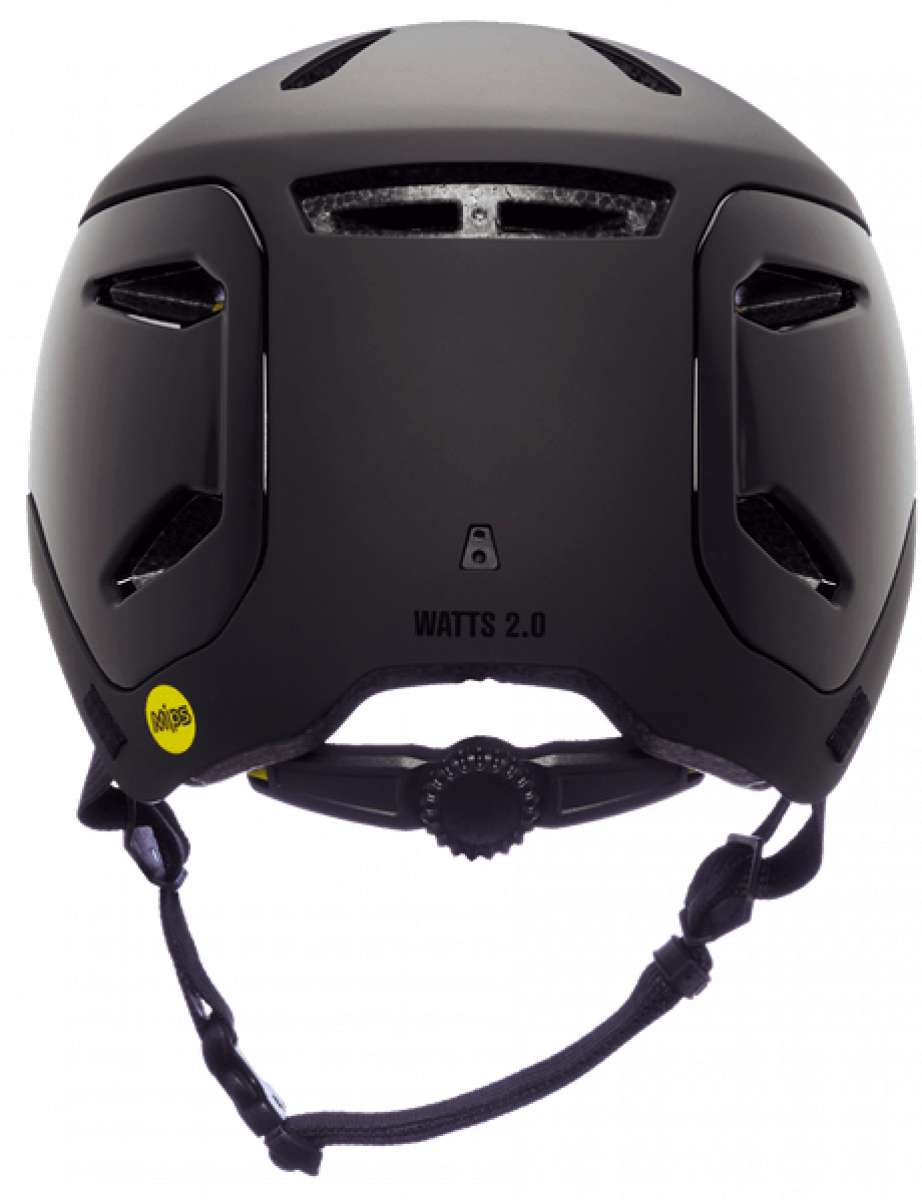 Bern Watts 2.0 MIPS Helmet 2022-2023 - Matte black helmet with a sleek, aerodynamic design and ventilation system on top.