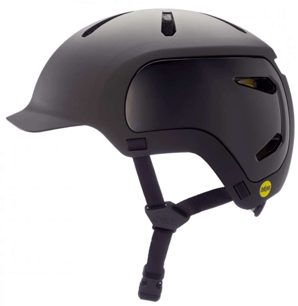 Bern Watts 2.0 MIPS Helmet 2022-2023 - Matte black helmet with a sleek, aerodynamic design and ventilation system on top.