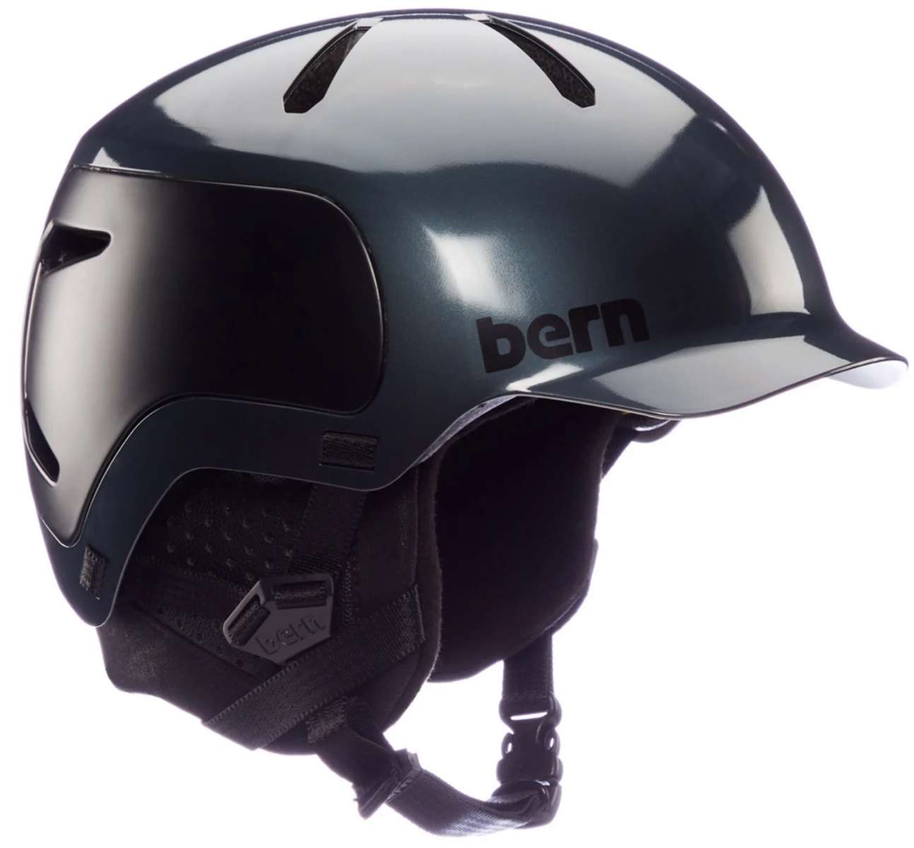 Bern Watts 2.0 MIPS Helmet 2024 - A black helmet with a white logo on the front and a strap in the back.