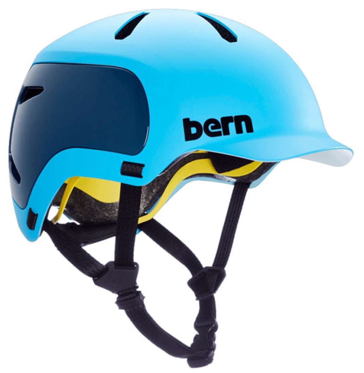 Bern Watts 2.0 MIPS Helmet 2024 - A matte black helmet with a white logo on the front and a sleek, aerodynamic design.