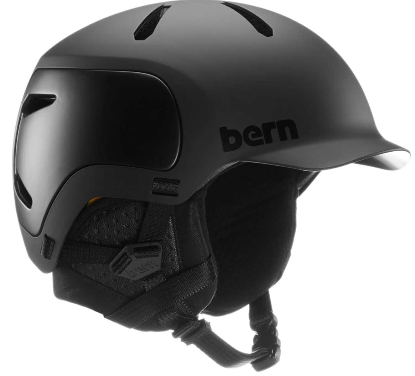 Bern Watts 2.0 MIPS Helmet 2024 - Matte black helmet with a sleek, aerodynamic design and ventilation holes on top.