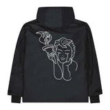 Beyond Medals Anorak 2L Shell Jacket 2024 - A black jacket with a white graphic of a woman holding an Olympic torch on the back.