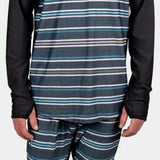 BlackStrap - Skyliner full leg baselayer bottoms with black, white, and grey stripes on a charcoal background.