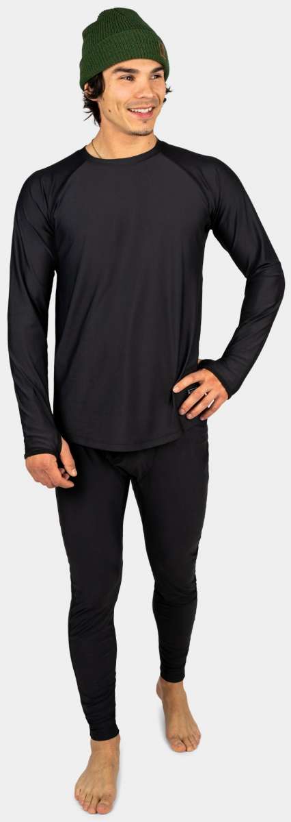 BlackStrap Skyliner Full Leg Bottom Baselayer - A black pair of full leg bottoms with a subtle white logo on the left thigh.