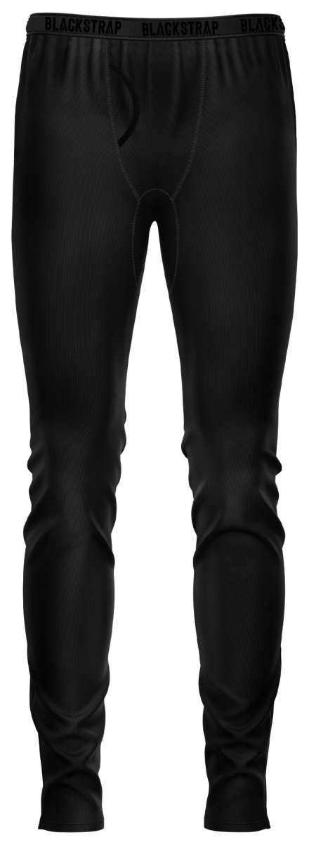 BlackStrap - A pair of black full leg baselayers with a ribbed texture and elastic waistband.