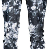 BlackStrap - A pair of black and white tie-dye patterned leggings with a high waistband, featuring a drawstring and elastic cuffs at the ankles.