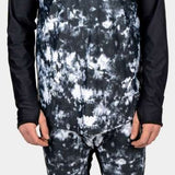 BlackStrap Skyliner Full Leg Bottom Baselayer - A black and white snowboard baselayer with a tie-dye pattern on the front, featuring long sleeves and pants.