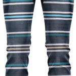 BlackStrap Skyliner Full Leg Bottom Baselayer - A pair of gray full-length leggings with horizontal stripes in white, light blue, and olive green.