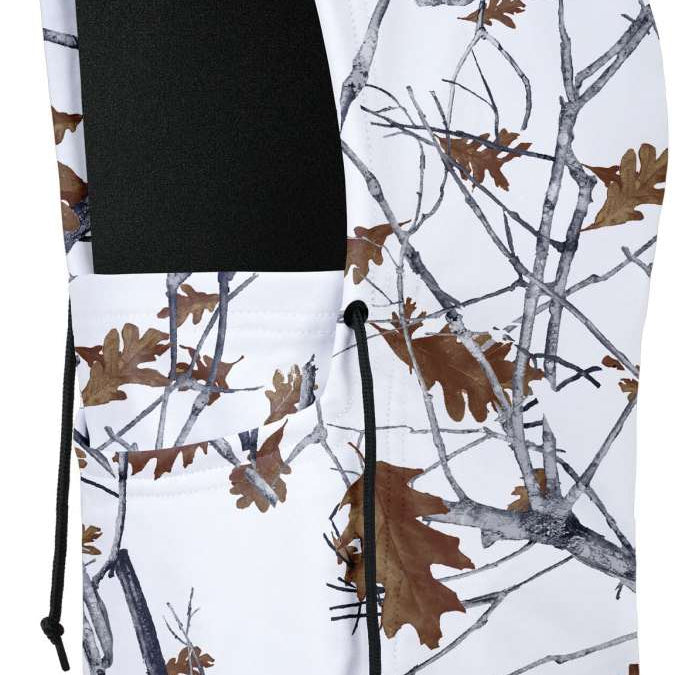 BlackStrap Camber Hood Adjustable Balaclava Print 2024 - A white balaclava with a brown and grey tree branch pattern, featuring an adjustable hood.