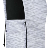 BlackStrap Camber Hood Adjustable Balaclava Print 2024 - A white balaclava with a gray geometric pattern and black drawstrings.