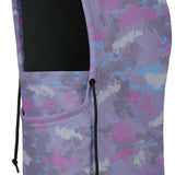 BlackStrap Camber Hood Adjustable Balaclava Print 2024 - A purple balaclava with a pink and blue abstract pattern, featuring a black drawstring on the right side.