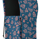 BlackStrap Camber Hood Adjustable Balaclava Print 2024 - A blue balaclava with a pink floral pattern and black drawstrings.